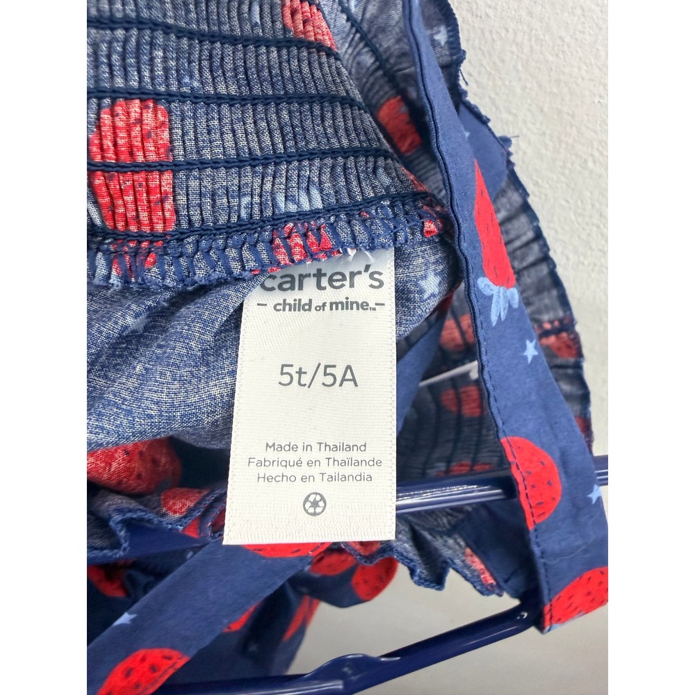 NWT Carters Child of Mine Girls Navy Strawberry Smocked Sundress 5T - Picture 7 of 8